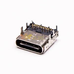 Conector tipo C USB hembra en ángulo recto DIP SMT para montaje en placa CI
