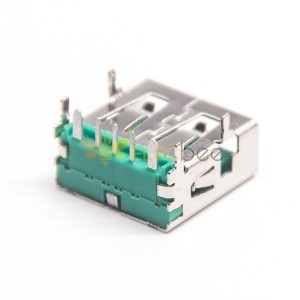 90-Grad-USB-Stecker, grün, LCP-Material, 4-polig, für Leiterplatte, 20 Stück