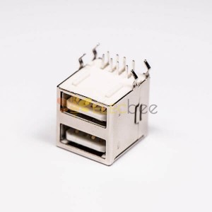 USB 2.0 High Speed Port Dual Port Type A 90° for PCB Mount