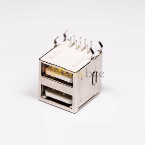 USB 2.0 High Speed Port Dual Port Type A 90° for PCB Mount 20pcs