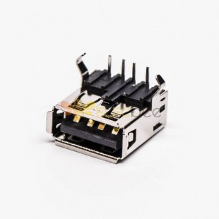 USB 2.0 Right Angled Female Type A Black DIP for PCB Mount