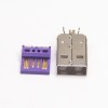 USB A with Shell 4p purple Color A Type Connector