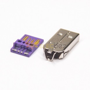 USB A с корпусом 4p, фиолетовый цвет, разъем типа A, 20 шт.