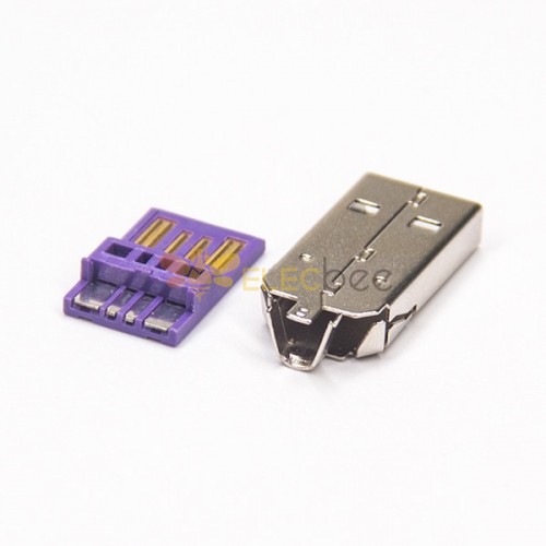 USB A avec coque 4p violet Couleur A Type Connecteur 20pcs