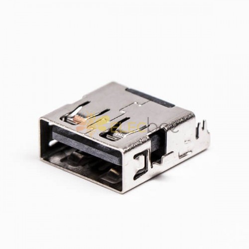 Montaje de orificio pasante USB hembra 2.0 tipo A 90° inverso para PCB 20 piezas