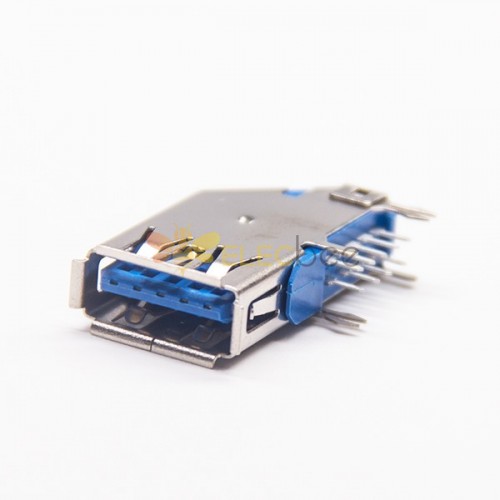 Angled Usb 3.0 hembra azul color Throughole Un tipo conector USB