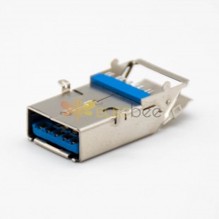 USB typeA介面板上沉板雙層鐵殼前腳插孔直式9芯母頭連接器
