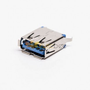 Prise USB 3.0 Type A Femelle Droite Bleu DIP Traversant