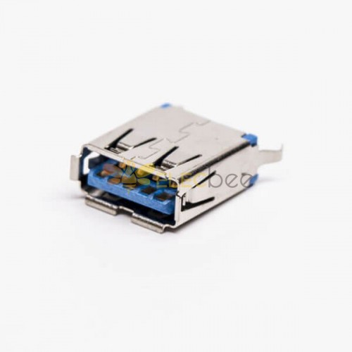 مقبس USB 3.0 من النوع A أنثى بزاوية قائمة باللون الأزرق من خلال فتحة 20 قطعة