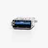 Conector USB 3.0 Tipo A hembra DIP azul en ángulo recto Agujero pasante 20 piezas