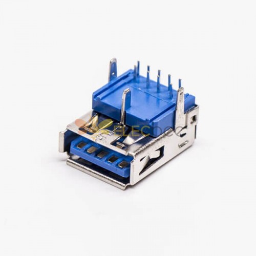 PCB 마운트용 USB 3.0 포트 여성 직각 블루 스루 홀