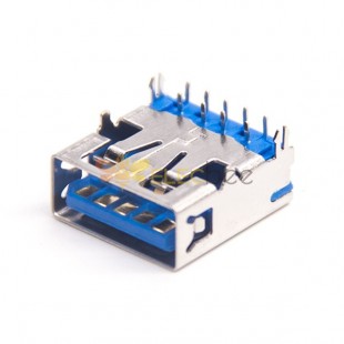 USB 3.0AF, kurzer Typ, 90 Grad, PA9T, blauer Gummikern, 13,7 mm, 20 Stück