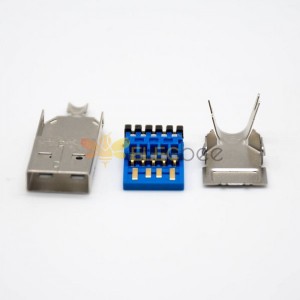 USB 3.0公頭A型直式9芯焊線連接器
