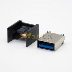 USB Un conector hembra dual 3.0 recta de 9 pines a través de agujero metal Shell SMT tipo