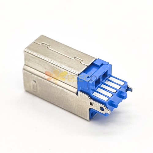 USB b型连接器3.0直式9芯公头焊接式接线一体式