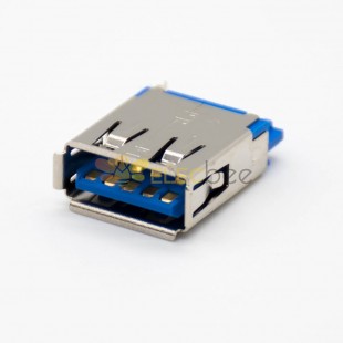 USB typeA母頭直式9芯有卷邊焊接接線貼板安裝連接器