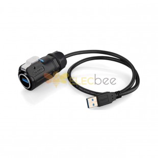 LP24-USB Series USB3 Male Plug IP67 Waterproof Data Connector 0.5M Cable