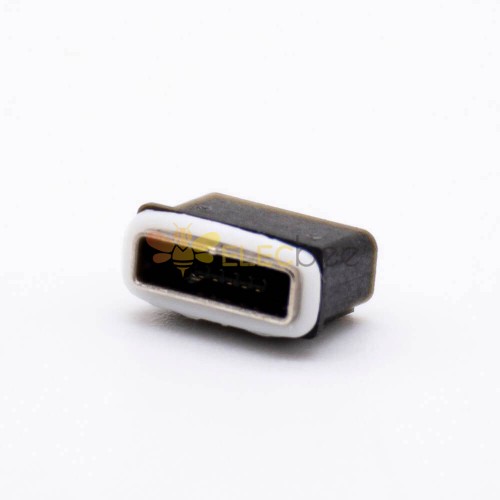 MICRO USB 母座防水插座5芯AB型带防水胶圈IP67不带耳朵