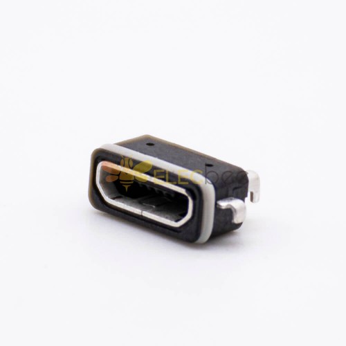 USB MICRO b防水母座5芯沉板帶防水膠圈IP66沉板式
