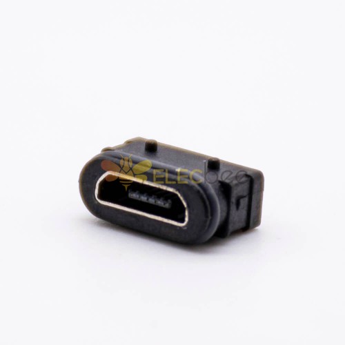 IPX8 Conector MICRO USB a prueba de agua Tipo B Hembra 5P SMT Montaje vertical 180 grados