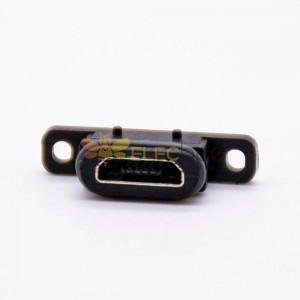 Conector MICRO USB IPX8 B Tipo Fêmea 5P SMT Montagem Vertical 180 Graus com Anel Impermeável