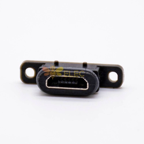 마이크로 USB 연결관 IPX8 B 유형 여성 5P SMT 방수 반지를 가진 180도 수직 설치