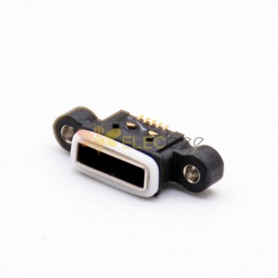 MICRO USB IP67 موصل مقاوم للماء AB نوع 5 دبوس SMT مع ثقوب لولبية مع حلقة مقاومة للماء