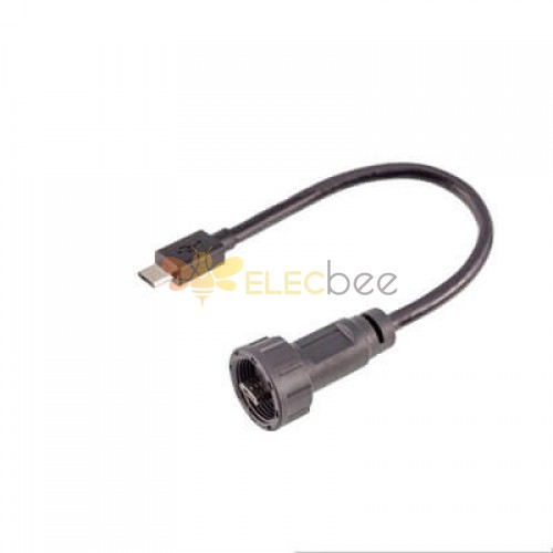 Micro USB Male to Male Waterproof Thread Type Cable Plug 50cm