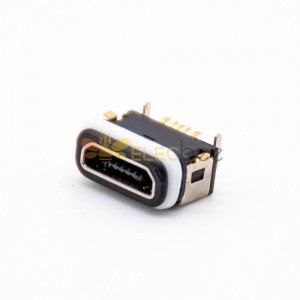 MICRO USB母座前贴后插小巧型防水B型5芯带防水胶圈IPX8板上型电流3A