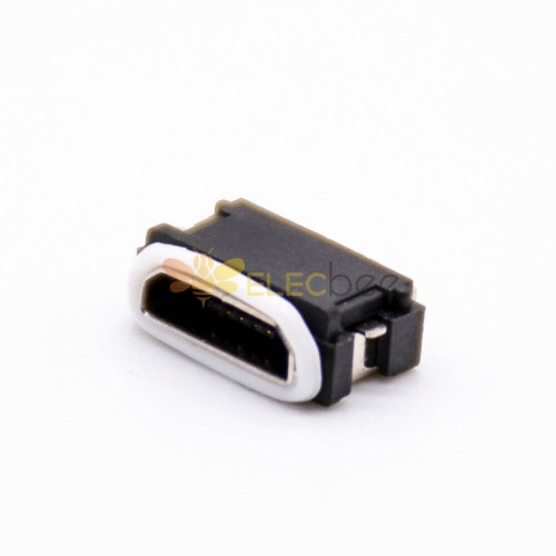 Waterproof MICRO USB Connector IPX8 Offset Type B Type 5 Pin With Waterproof Ring