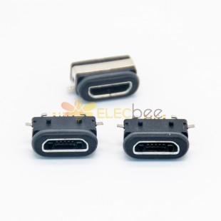 Waterproof MICRO USB Socket Female Connector B Type IP68 SMT full stickers 5Pin With Rating 3A