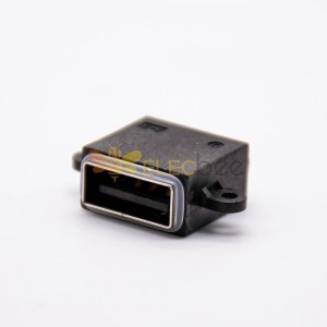 Conector à prova d'água USB Um soquete fêmea IPX8 4 pinos USB 2.0 A tipo offset 90 graus