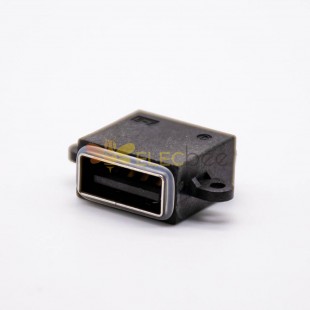 USB防水コネクタAメスソケットIPX84ピンUSB2.0Aオフセットタイプ90度