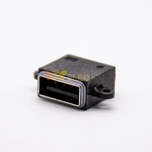 USB防水コネクタAメスソケットIPX84ピンUSB2.0Aオフセットタイプ90度