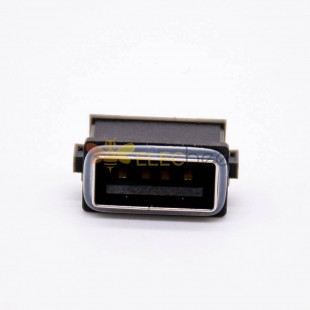 Waterproof USB Female Socket 4 Pin IPX8 Type A Offset Type Straight With Waterproof Ring