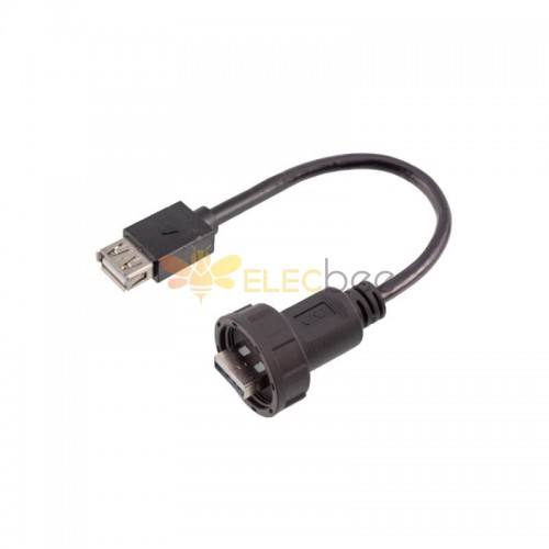 Câble étanche USB 2.0 Type A moulé droit mâle vers femelle avec filetage, longueur du câble 50 cm