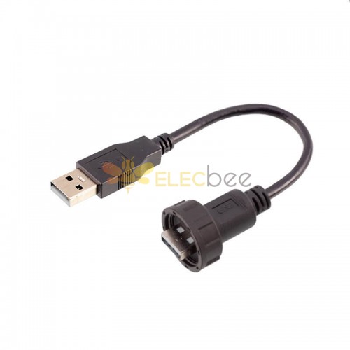Wasserdichter USB 2.0 Typ A Stecker auf Stecker umspritzt mit Kabel 50cm