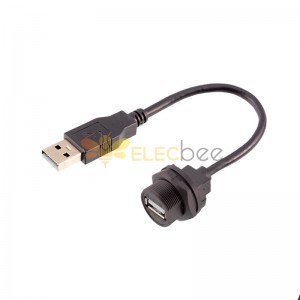 Waterproof USB2.0 Female Receptacle to Male Overmolded with Cable 50cm