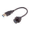 USB 3.0 Waterproof Female Receptacle to Male Overmolded with Cable Extension USB Cable 50cm