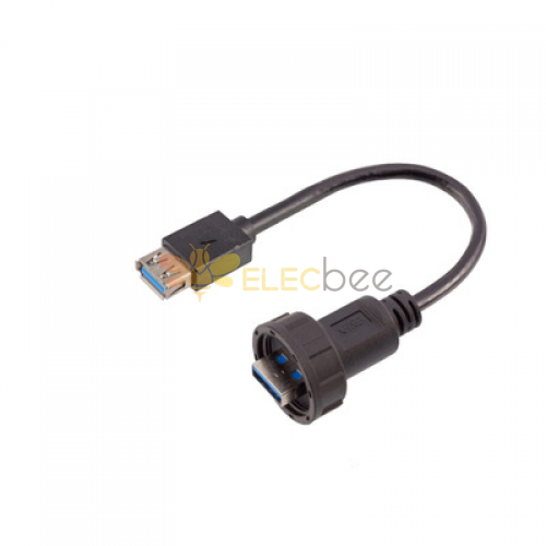 USB 3.0 防水 メス-オス ケーブル付き オーバーモールド 防水プラグ 延長ケーブル 50cm