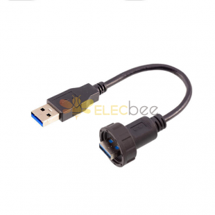 Prise de câble USB3.0 étanche mâle à mâle avec filetage 13/16, longueur de câble 50cm