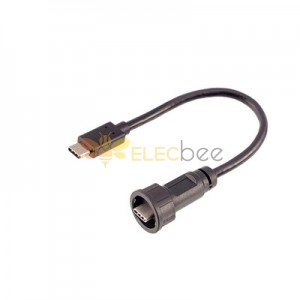 Su geçirmez USB Tip C Erkekten Erkeğe Aşırı Kalıplanmış Kablo Uzatma Kablosu 50cm
