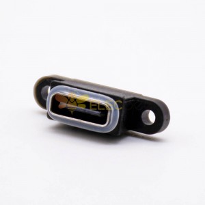Connecteur IPX8 étanche USB C 6P femelle smt avec anneau en caoutchouc étanche