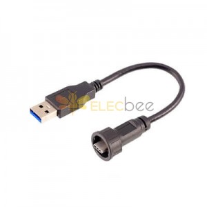 Cable impermeable USB tipo C macho a USB 3.0 macho sobremoldeado de 50 cm
