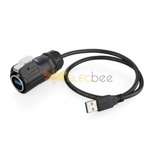 Prise USB 3.0 avec câble 0.5m 9 broches montage sur panneau IP67 250V type LP24