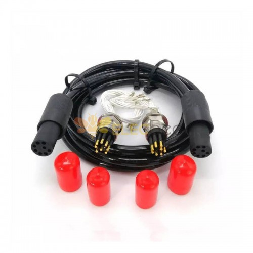 Unterwasser-Elektrokabel, wasserdichter Stromanschluss, IP69K, 8-polig, Buchse auf Buchse, mit 2 männlichen Buchsen, Kabel 1 m