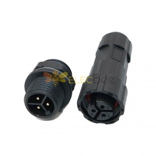 M16 3-Pin Plug Socket With Threaded Assembly - Controller Power Supply Back Mount Solder Type