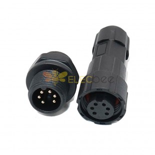 M16 6-Pin Plug Socket With Threaded Assembly - Controller Power Supply Back Mount Solder Type