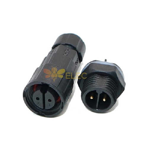 M16 LED 防水连接器 2芯板对线航空插头免焊 前装 螺丝压线式