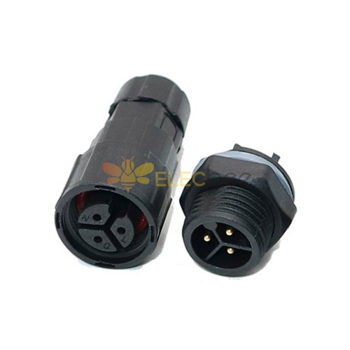 LED 电源连接器 M16防水连接器 螺丝压线式 前装 3芯板对线航空插头免焊